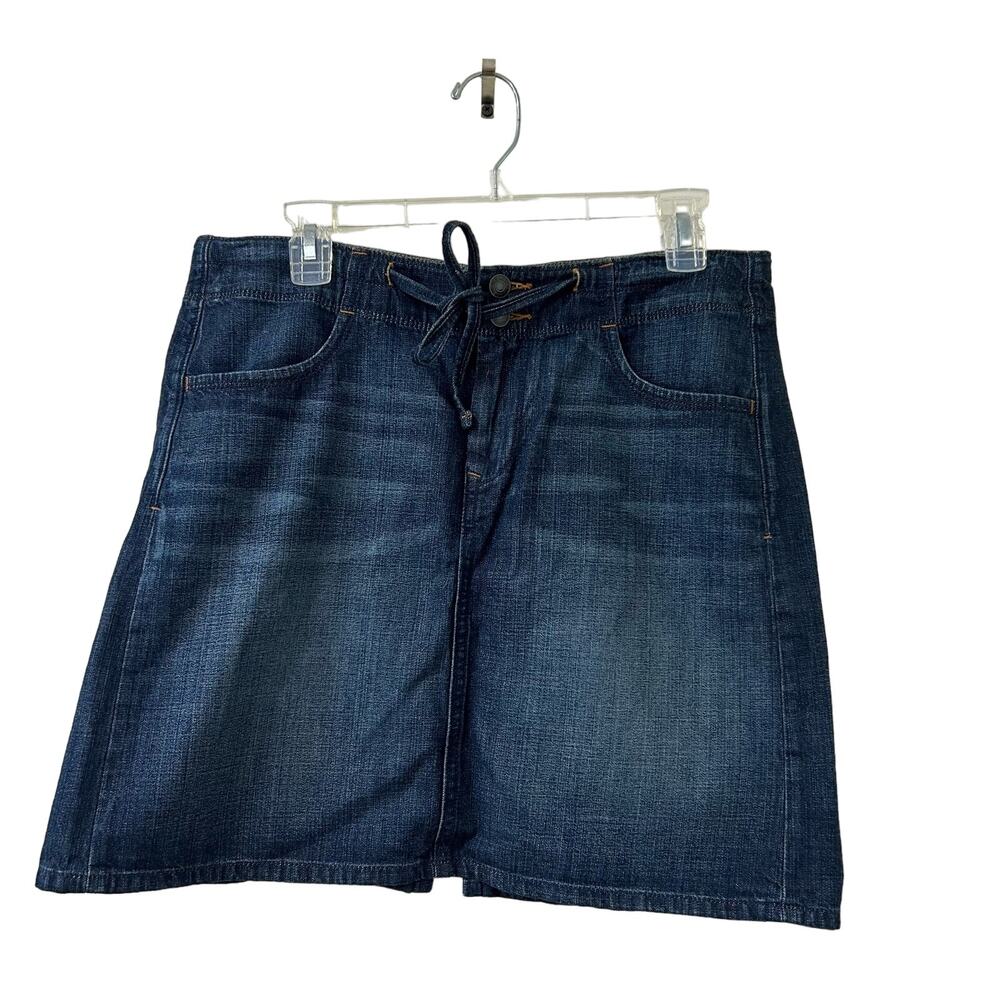 Old Navy Women’s Size 10 Petite Dark Wash Drawstring Denim Jean Skirt Y2K